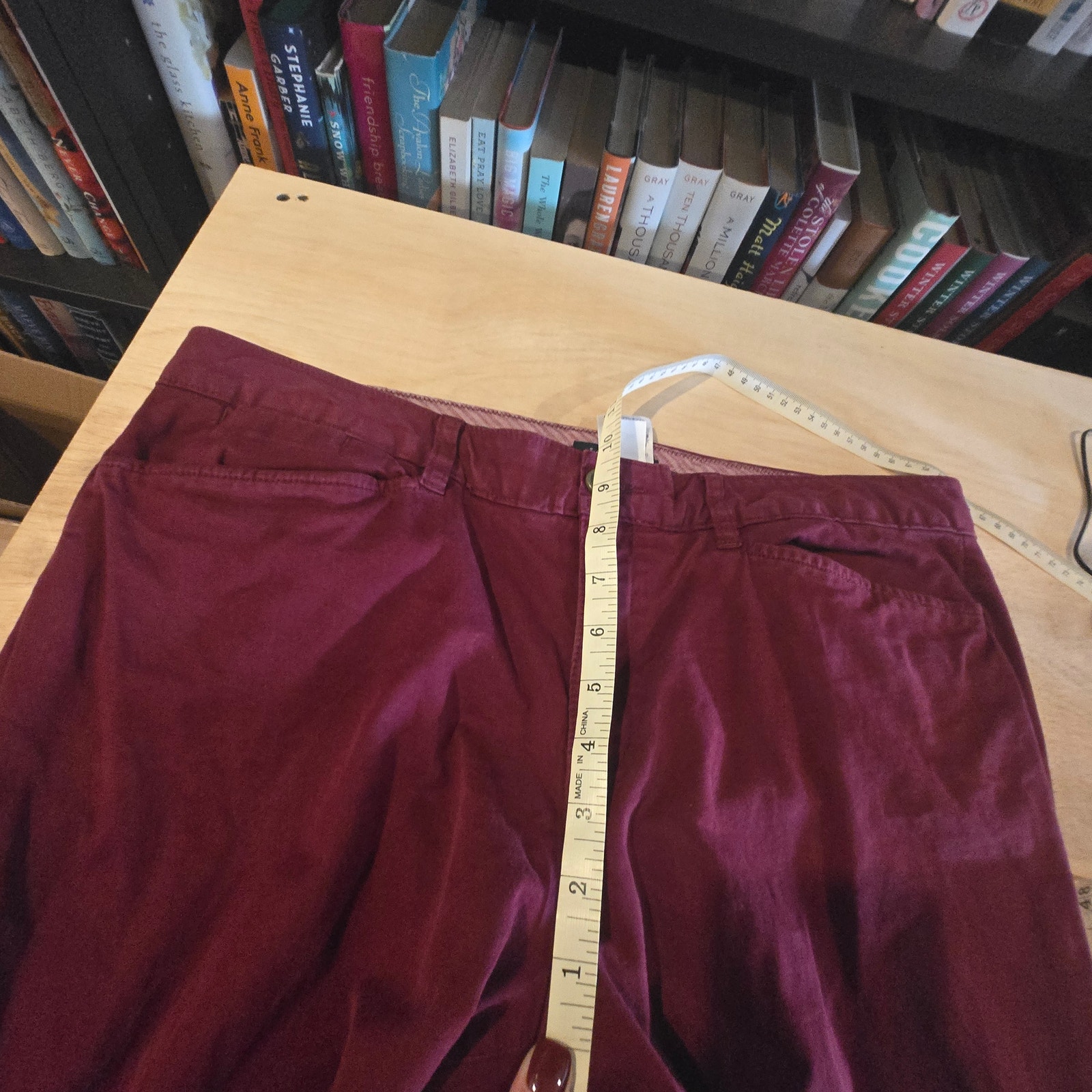 Lands' End 98% Cotton Pants Sz 12 Fit 1 Slim Leg Cranberry — image 7 of 8